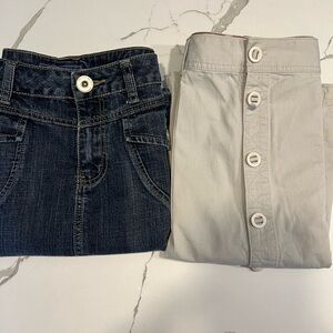 Lot Of 2 Eddie Bauer/Baccini Skirts Denim/Canvas Sz 14